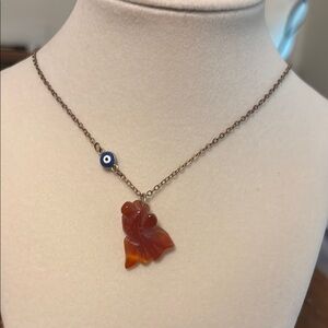 Elegant Carnelian Goldfish Pendant Necklace